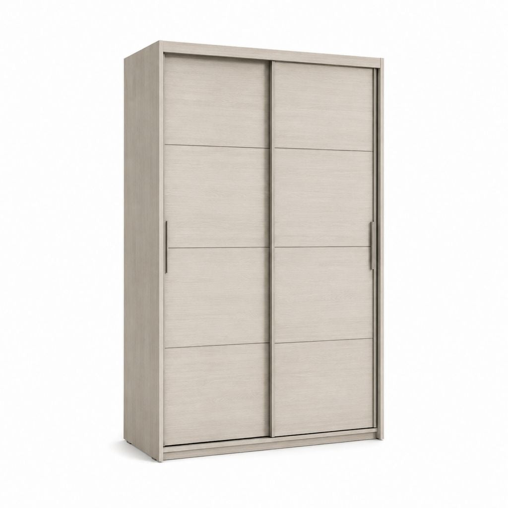 Schrank rechteckige Holz Garderobe mit 2 Schiebetüren, Eiche hellgrau, 120 × 60 × 200 cm