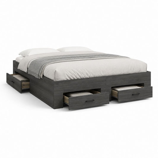 Doppelbett Container 160 × 200 cm in Truciolar Panel mit anthrazitgrauem Melamin beschichtet mit 4 Schubladen
