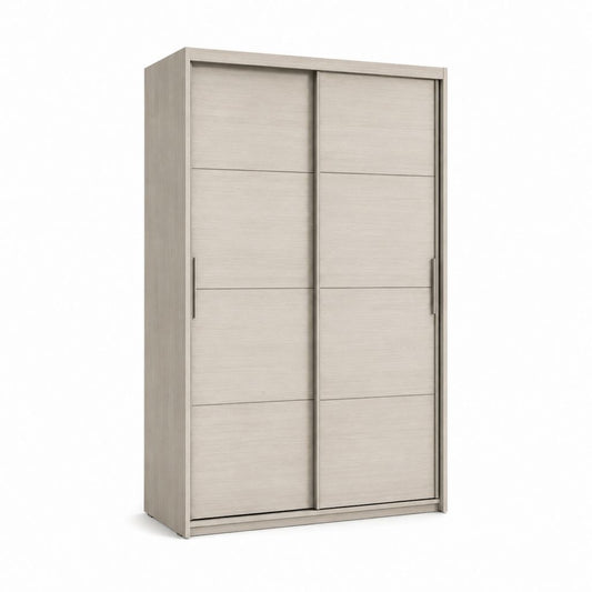 Schrank rechteckige Holz Garderobe mit 2 Schiebetüren, Eiche hellgrau, 120 × 60 × 200 cm